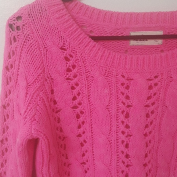 🎉Hollister neon pink crochet/knit sweater - Picture 3 of 5